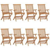 Garden Chairs with Anthracite Cushions 8 pcs Solid Teak Wood