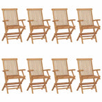 Folding Chairs with Anthracite Cushions 8 pcs Solid Teak Wood
