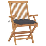 Garden Chairs with Anthracite Cushions 8 pcs Solid Teak Wood - Side View
