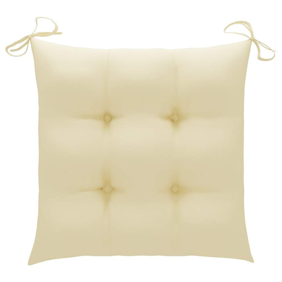 Folding Chairs with Cream White Cushions 8 pcs Solid Teak Wood
