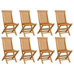 Folding Chairs 8 pcs Solid Teak Wood
