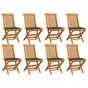 Folding Chairs with Anthracite Cushions 8 pcs Solid Teak Wood