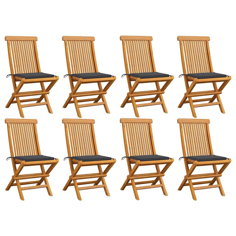 Folding Chairs with Anthracite Cushions 8 pcs Solid Teak Wood