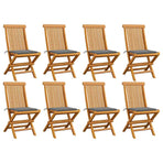 Folding Chairs with Grey Cushions 8 pcs Solid Teak Wood