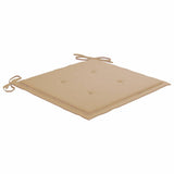 Garden Chairs with Beige Cushions 8 pcs Solid Teak Wood - Close-Up Angle