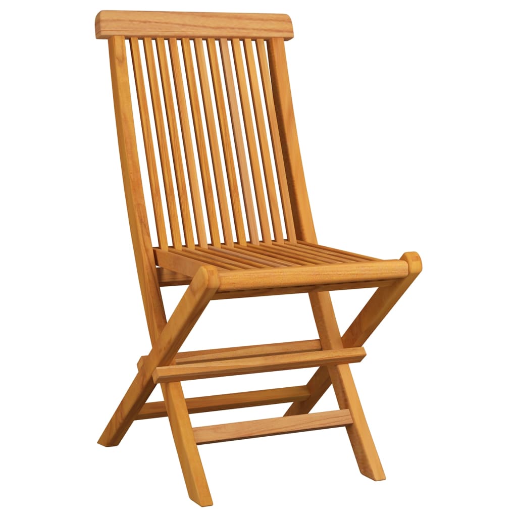 Folding Chairs with Blue Cushions 8 pcs Solid Teak Wood