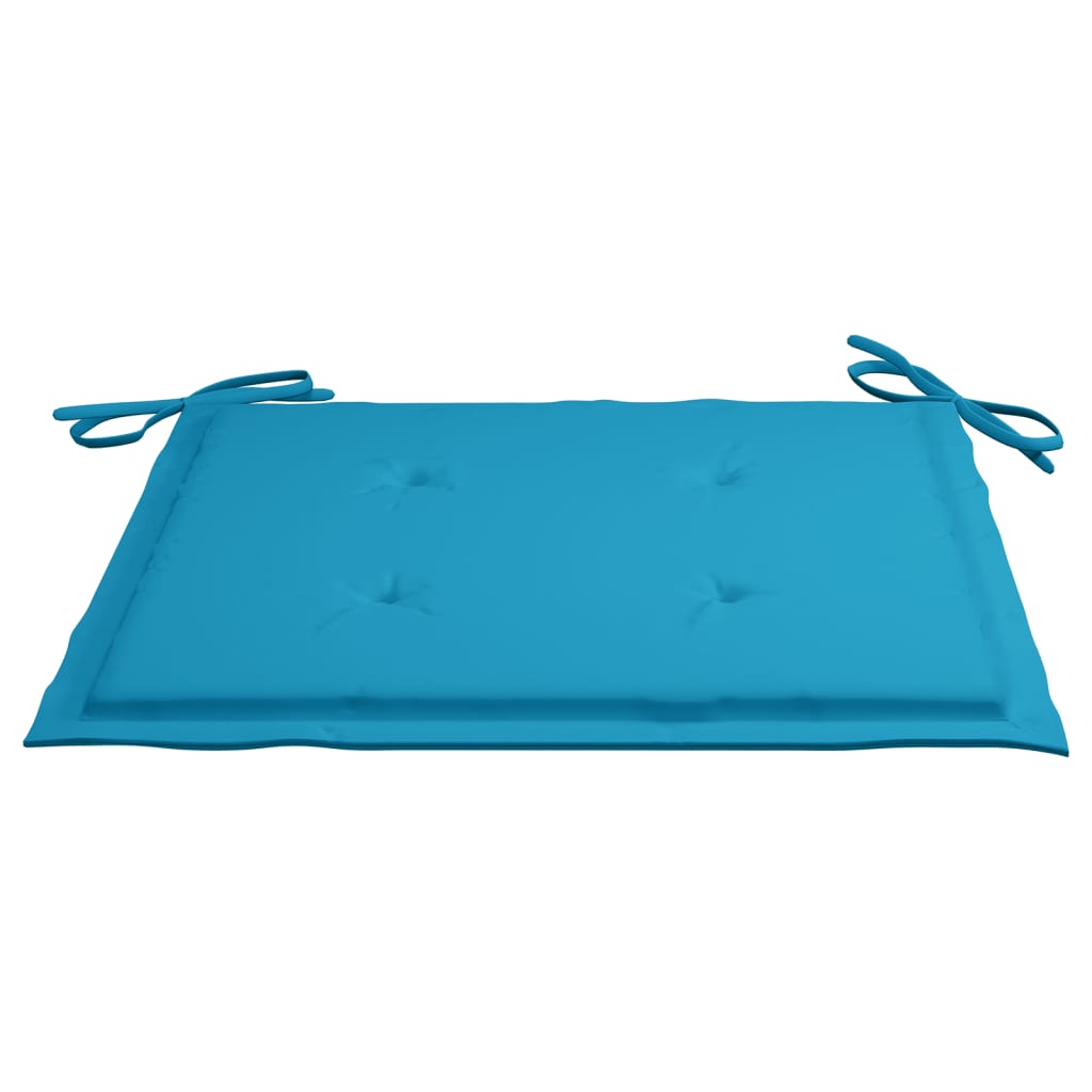 Folding Chairs with Blue Cushions 8 pcs Solid Teak Wood