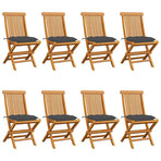 Folding Chairs with Anthracite Cushions 8 pcs Solid Teak Wood