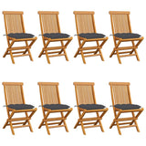 Garden Chairs with Anthracite Cushions 8 pcs Solid Teak Wood