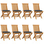 Folding Chairs with Anthracite Cushions 8 pcs Solid Teak Wood