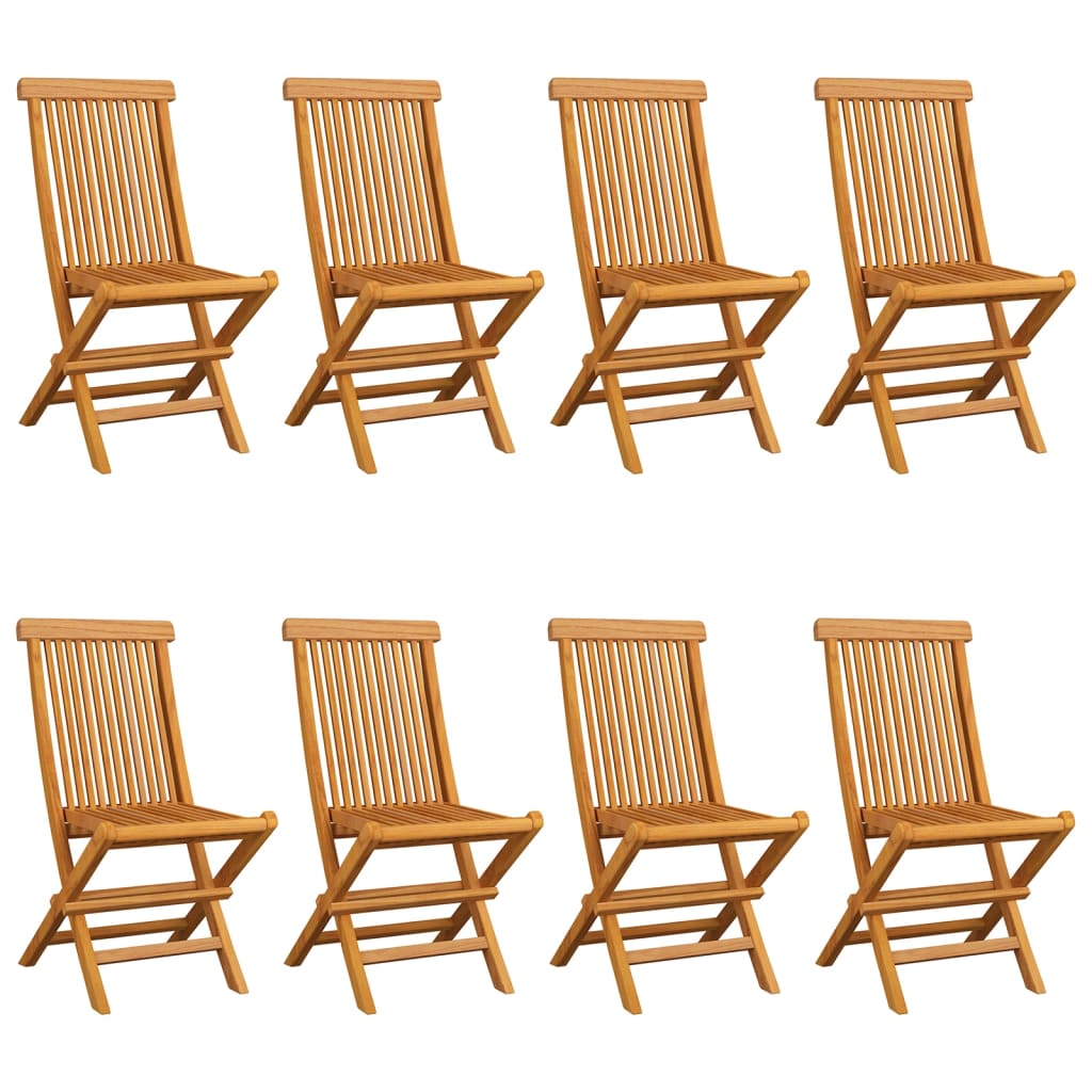 Garden Chairs with Anthracite Cushions 8 pcs Solid Teak Wood