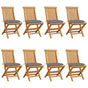 Folding Chairs with Grey Cushions 8 pcs Solid Teak Wood