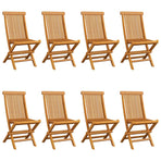 Folding Chairs with Grey Cushions 8 pcs Solid Teak Wood