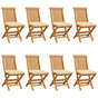 Folding Chairs with Cream White Cushions 8 pcs Solid Teak Wood