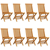 Garden Chairs with Cream White Cushions 8 pcs Solid Teak Wood