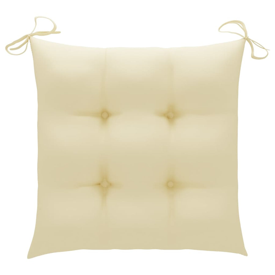 Folding Chairs with Cream White Cushions 8 pcs Solid Teak Wood