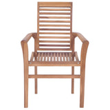 Stacking Dining Chairs 6 pcs Solid Teak Wood - Side View