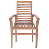 Stacking Dining Chairs 8 pcs Solid Teak Wood - Side View