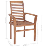Stacking Dining Chairs 8 pcs Solid Teak Wood - 45-Degree Angle