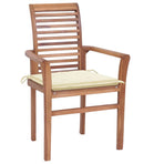 Dining Chairs 6 pcs with Cream Cushions Solid Teak Wood