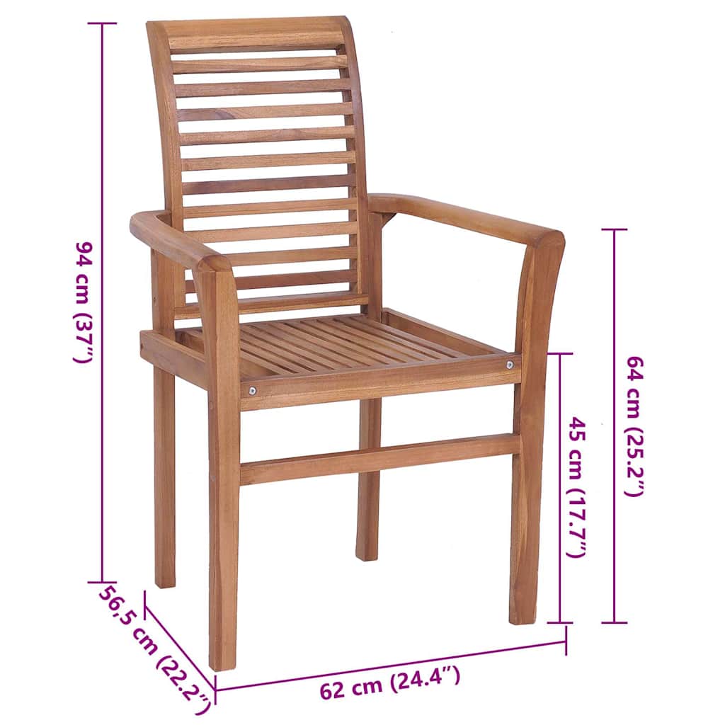 Dining Chairs 6 pcs with Cream Cushions Solid Teak Wood