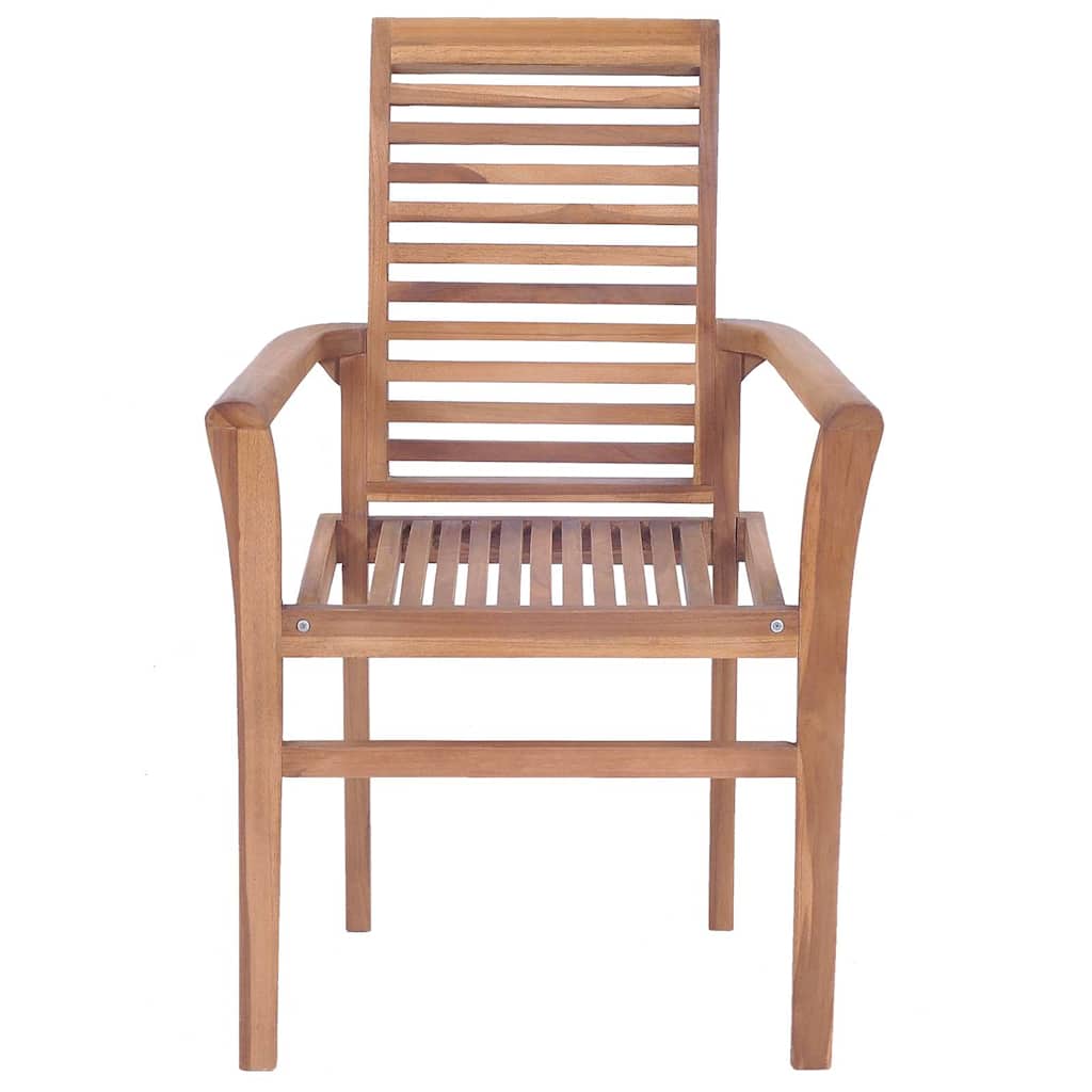 Dining Chairs 6 pcs with Cream Cushions Solid Teak Wood