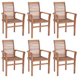 Dining Chairs 6 pcs with Anthracite Cushions Solid Teak Wood - Front View