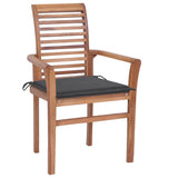 Dining Chairs 8 pcs with Anthracite Cushions Solid Teak Wood - Front View