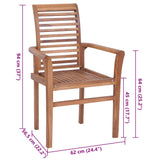 Dining Chairs 8 pcs with Grey Cushions Solid Teak Wood - Extra Image
