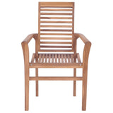 Dining Chairs 8 pcs with Cream Cushions Solid Teak Wood - Top-Down View