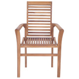 Dining Chairs 8 pcs with Beige Cushions Solid Teak Wood - Top-Down View