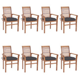 Dining Chairs 8 pcs with Anthracite Cushions Solid Teak Wood