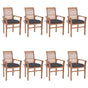 Dining Chairs 8 pcs with Anthracite Cushions Solid Teak Wood