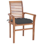 Dining Chairs 8 pcs with Anthracite Cushions Solid Teak Wood