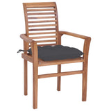 Dining Chairs 8 pcs with Anthracite Cushions Solid Teak Wood - Front View