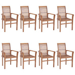 Dining Chairs 8 pcs with Grey Cushions Solid Teak Wood