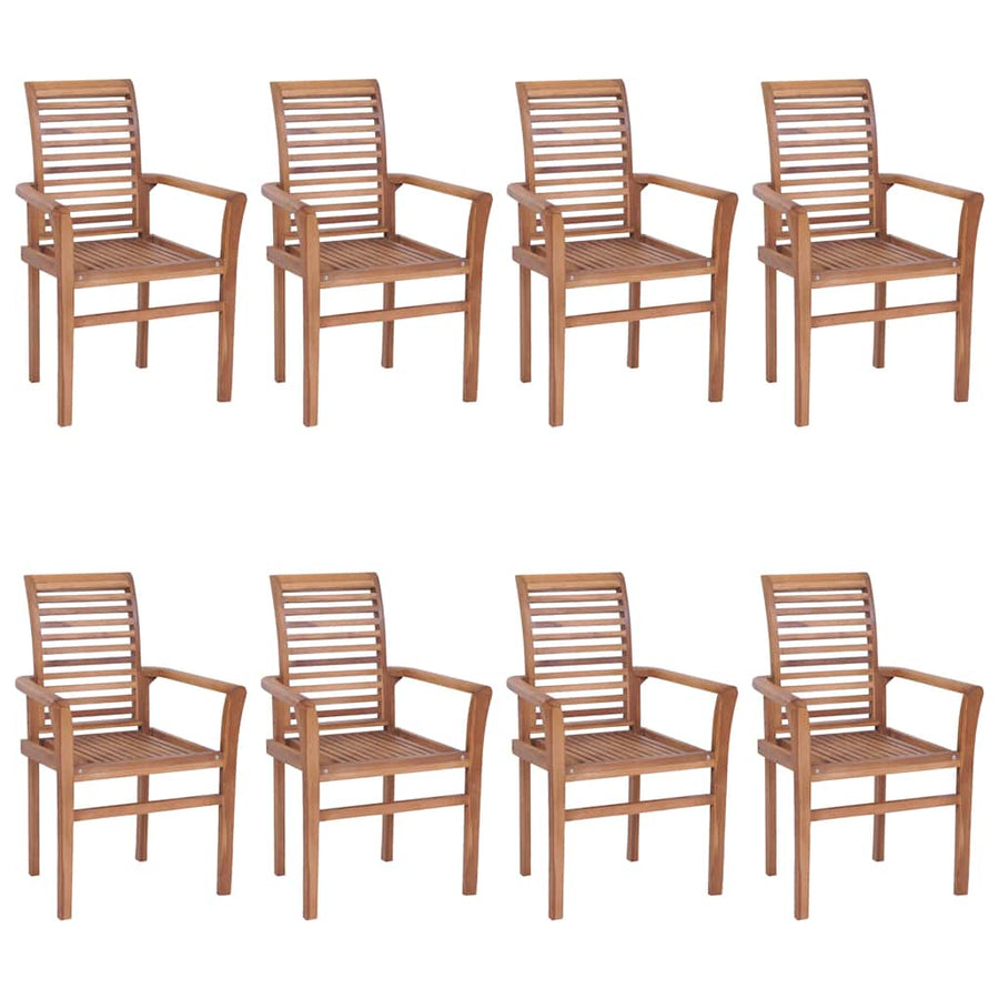 Dining Chairs 8 pcs with Grey Cushions Solid Teak Wood