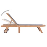 Folding Sun Loungers with Wheels 2 pcs Solid Teak and Textilene - Top-Down View
