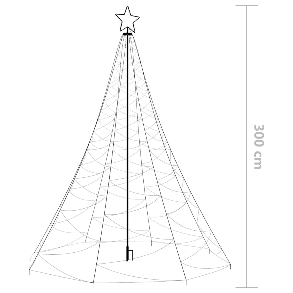 Christmas Tree with Metal Post 500 LEDs Warm White 3 m