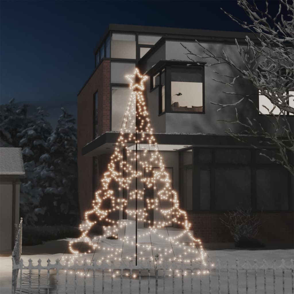 Christmas Tree with Metal Post 500 LEDs Warm White 3 m