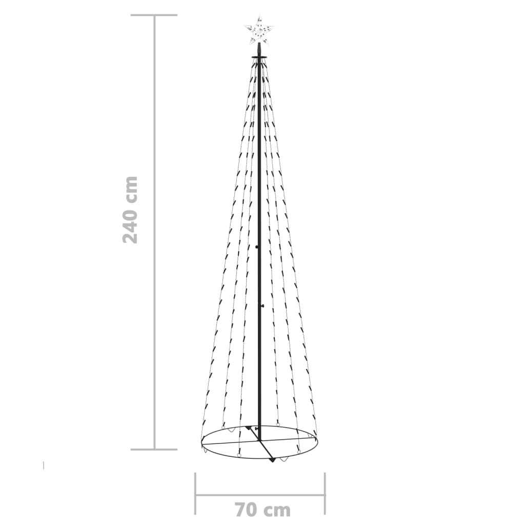 Christmas Cone Tree Cold White 136 LEDs Decoration 70x240 cm