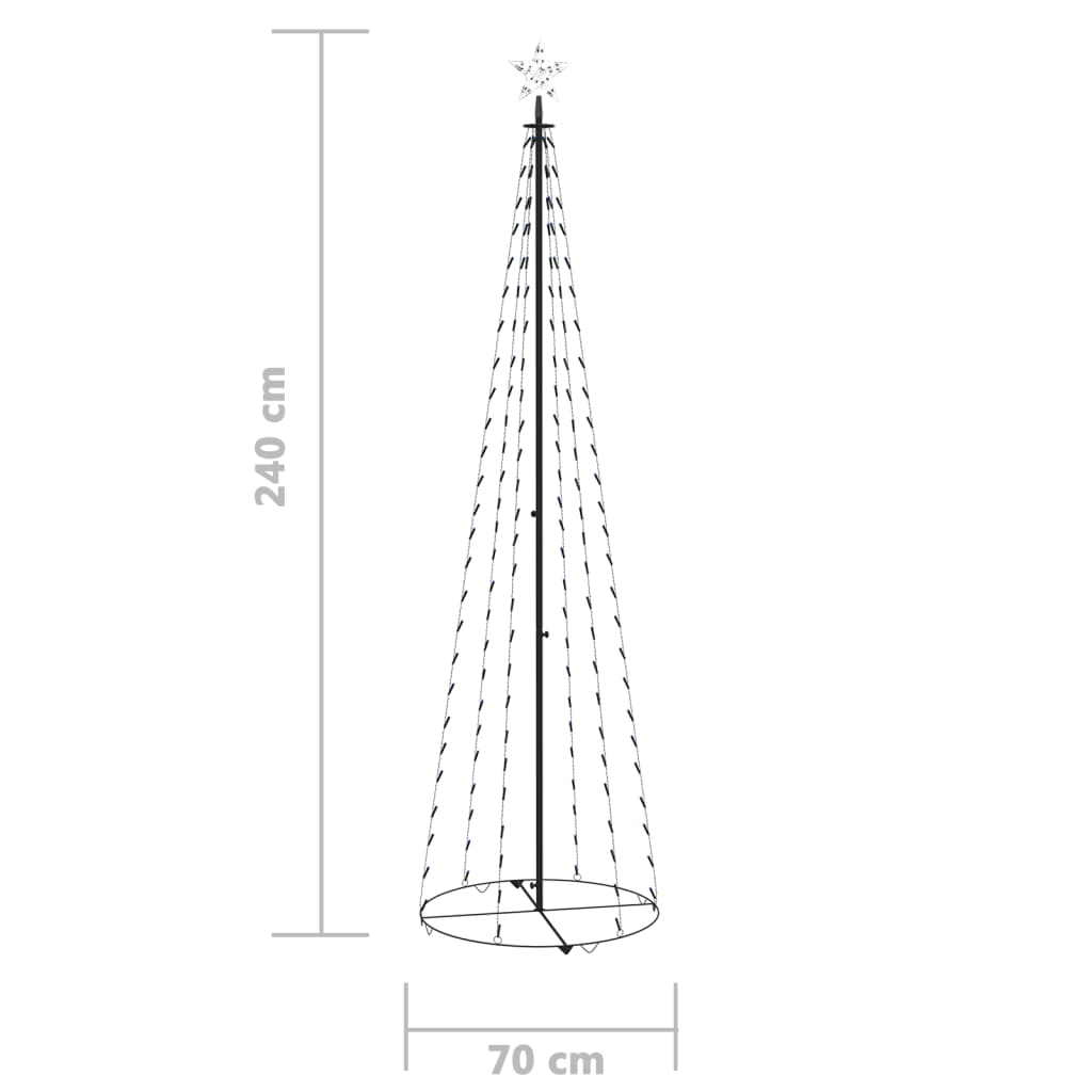 Christmas Cone Tree Blue 136 LEDs Decoration 70x240 cm