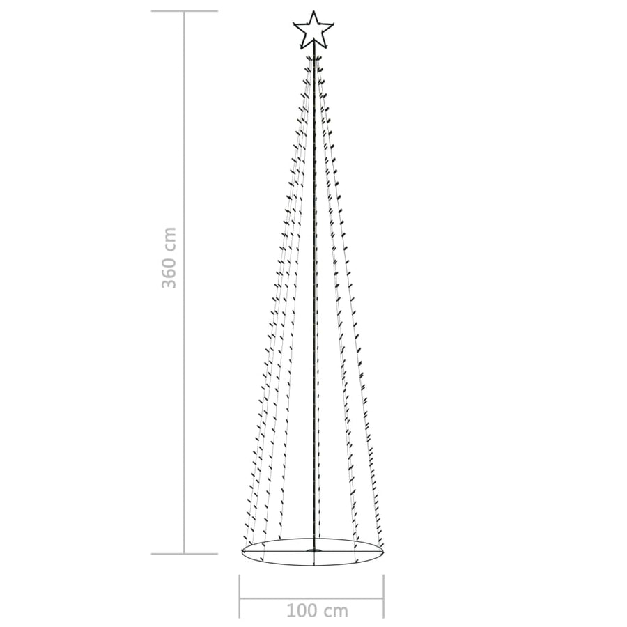 Christmas Cone Tree 400 Warm White LEDs Decoration 100x360 cm