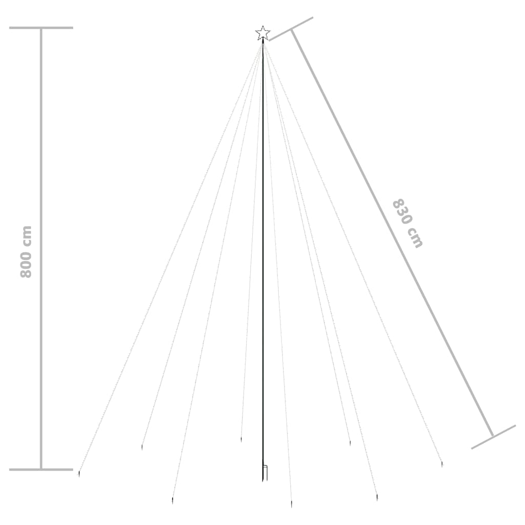 LED Christmas Tree Indoor Outdoor 1300 LEDs Blue 8 m