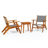 3 Piece Bistro Set Solid Acacia Wood - Front View