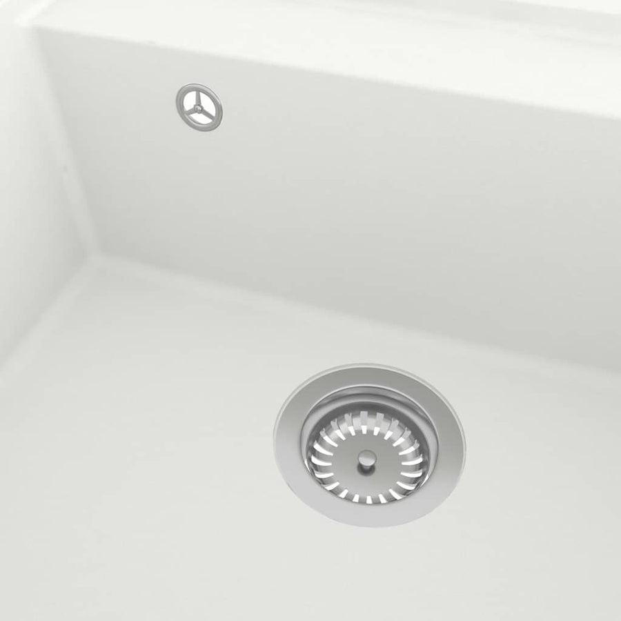 Kitchen Sink with Overflow Hole White Granite