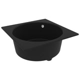 Kitchen Sink with Overflow Hole Black Granite - Front View
