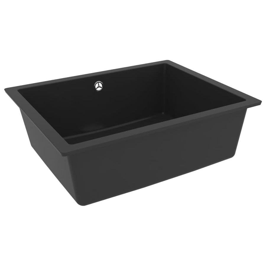 Kitchen Sink with Overflow Hole Black Granite