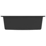 Kitchen Sink with Overflow Hole Black Granite - Top-Down View