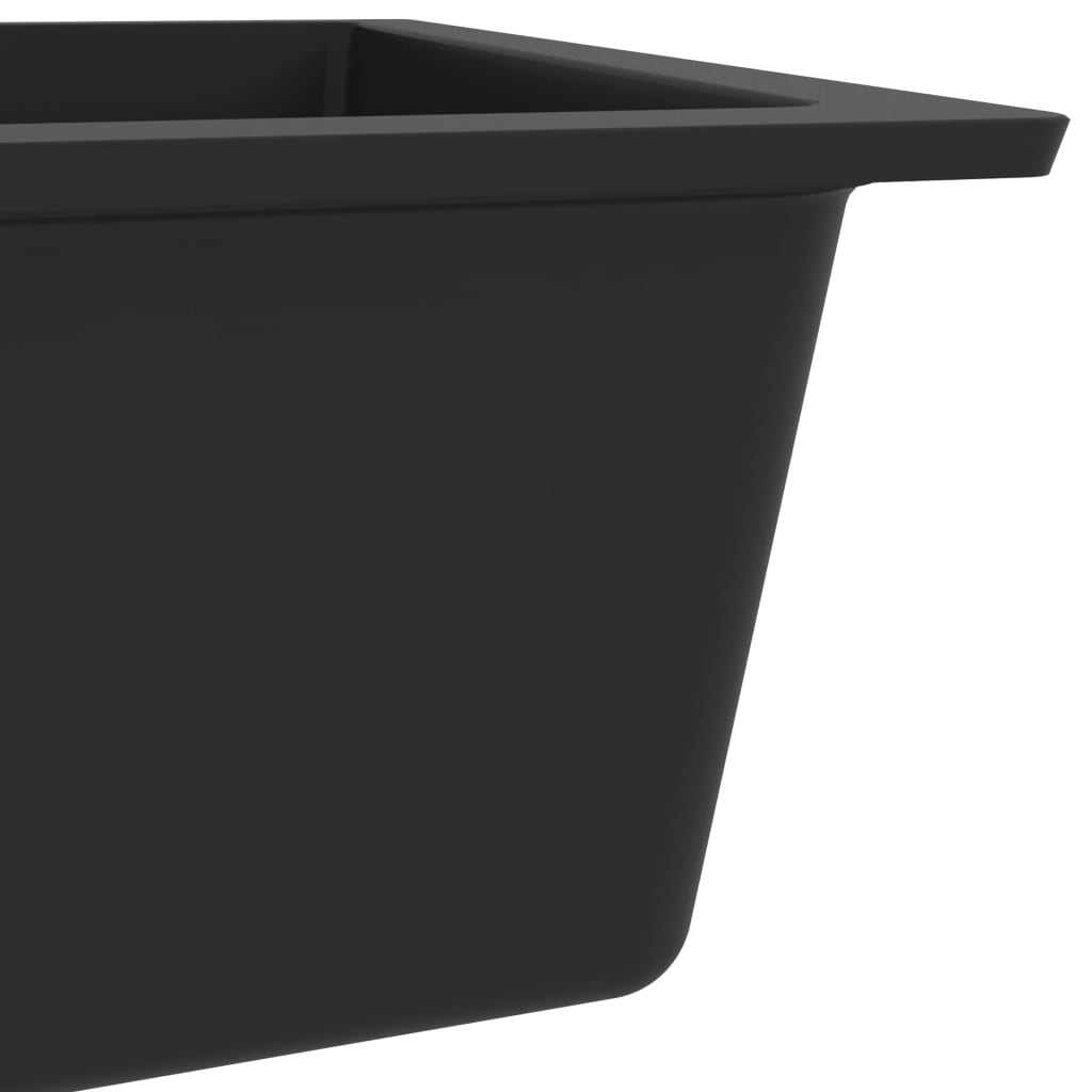 Kitchen Sink with Overflow Hole Black Granite